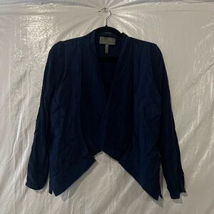 Theonne Navy Blue Silk Open Front Blazer Size XS